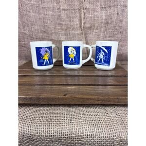 Set of 3 MORTON SALT GIRL Collectible 150-year Anniversary Commemorative Mugs